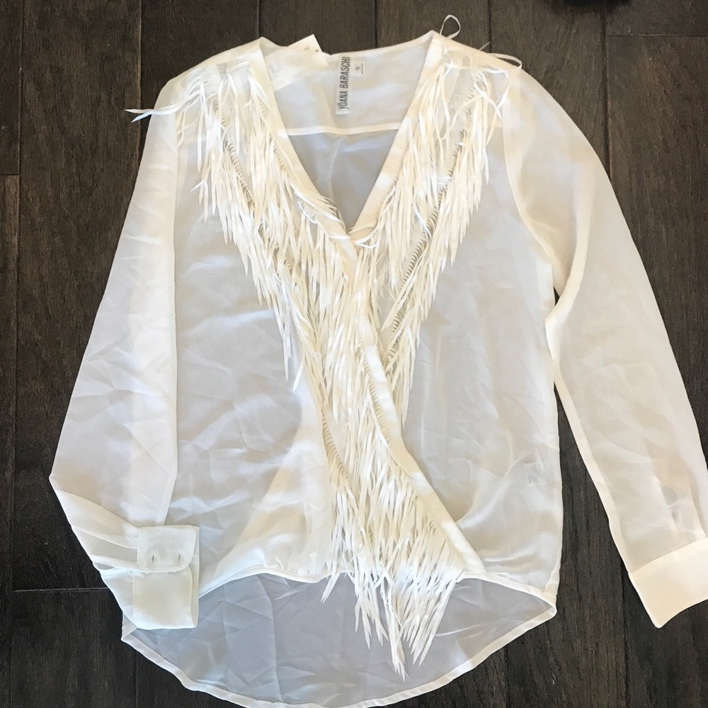 White fringe detailed blouse w/ cami